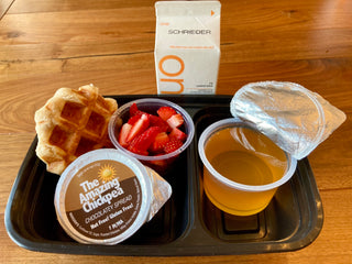 Breakfast with TAC Chocolate Chickpea Cup with Strawberry Waffle