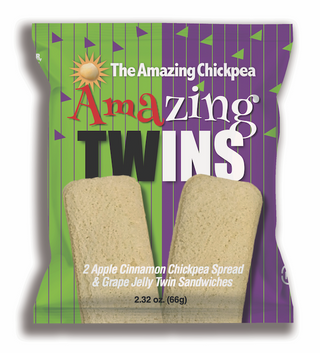 The Amazing Chickpea® Crustless Amazing Twins CB&J™ (Apple Cinnamon Chickpea Butter & Grape Jelly Sandwiches)